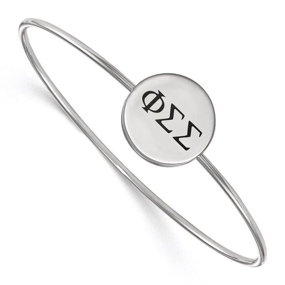 Sterling Silver Phi Sigma Sigma Enamel Greek Letters Bangle - 7 in. - Picture 1 of 4